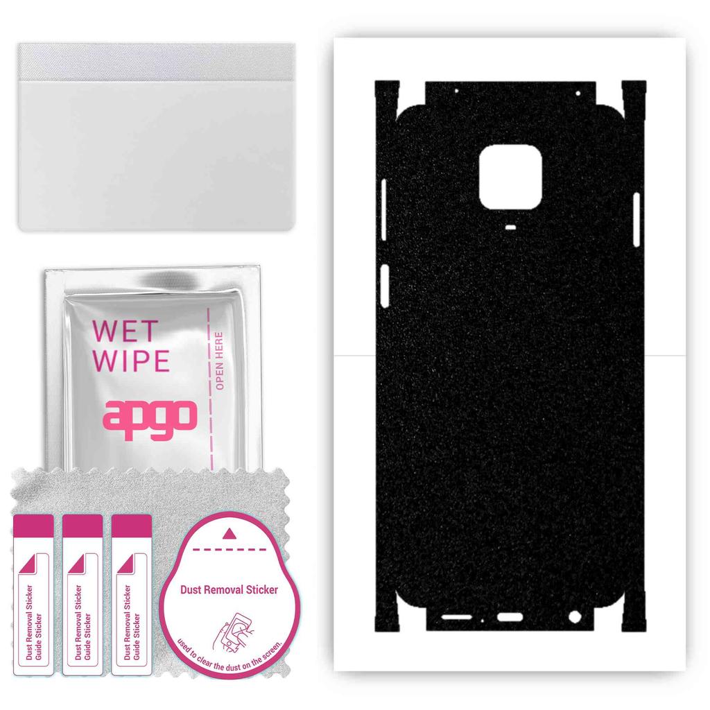 apgo Protective Skin Sticker for the Back+sides Compatible with Xiaomi Redmi Note 9S, Full Wrap Film, Foil, Vinyl - Pattern Matte Black