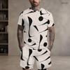Men Plus Size Colorful Printed Round Neck Short Sleeve Top And Pocket Shorts Two Piece Set