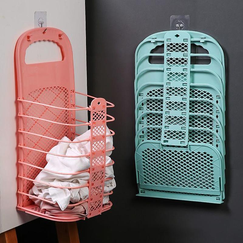 Plastic Storage Frame Foldable Dirty Clothes Basket Household Non Perforated Bathroom Wall Mounted Laundry Basket Clothes Basket