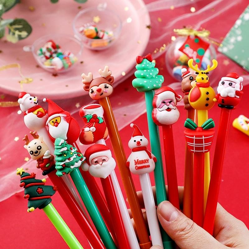 Non-Toxic Christmas Pens Cartoon Gel Ink Roller Ball Pen New Year Kids Gift Birthday Party Favors School Stationary Student Prize Gifts