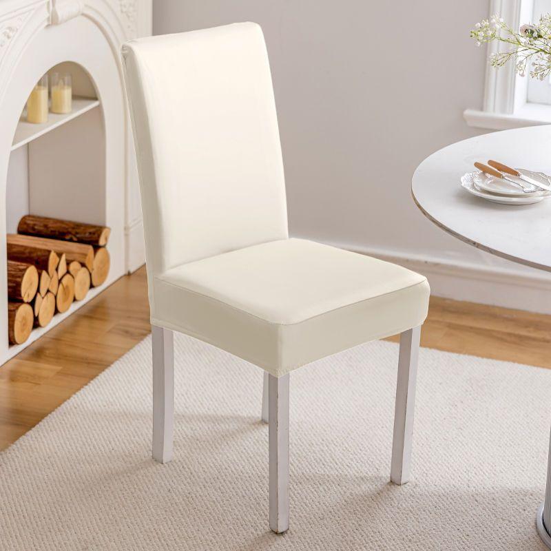Waterproof PU Leather Dining Chair Covers Stretchable Oil Resistant Slipcover for Kitchen Chairs Durable Easy Clean Protector