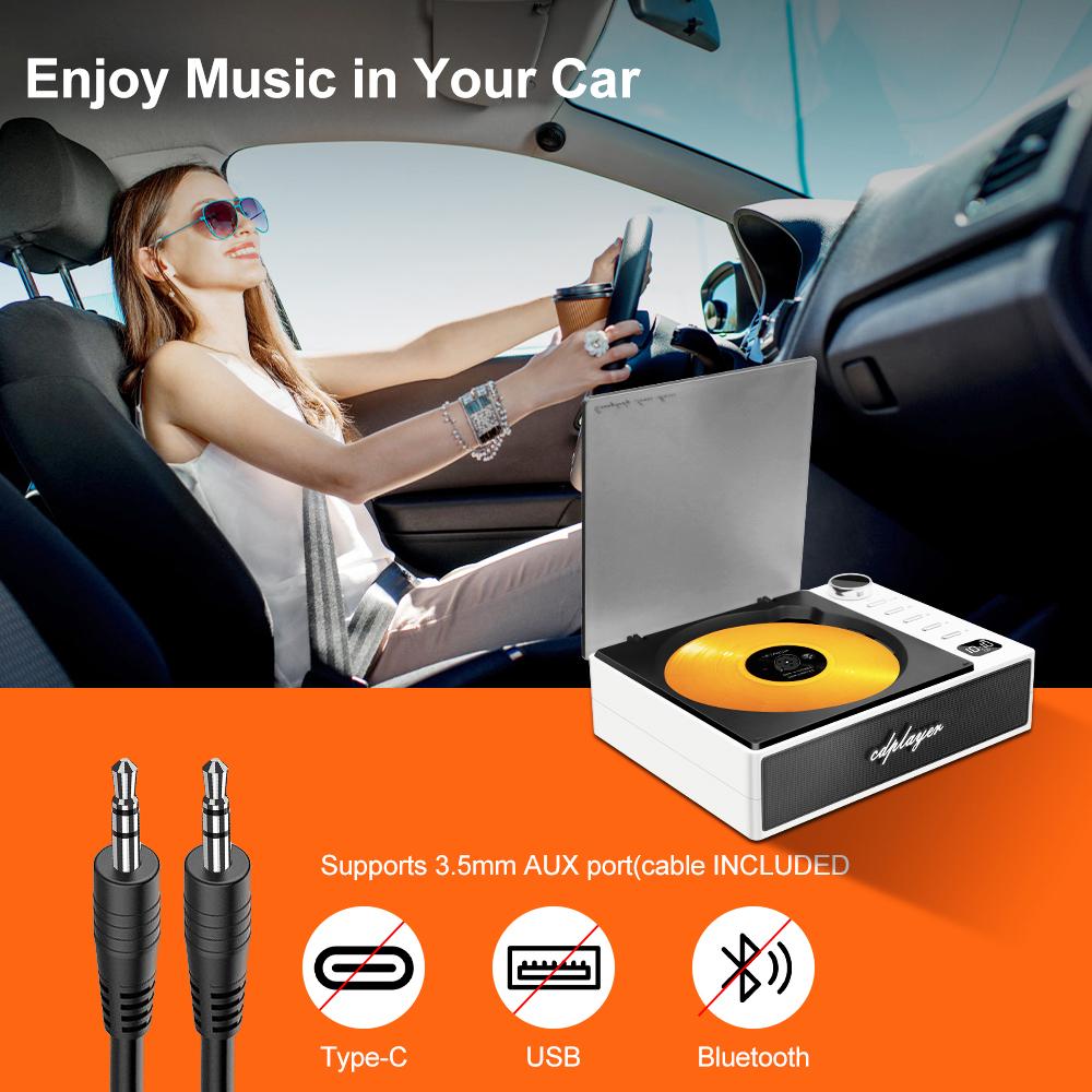 Bluetooth 5.1 Car CD Player 3.5mm AUX/USB/OPTICAL Support Classic Wireless Loudspeaker Radio FM Receiver Portable Amplifier