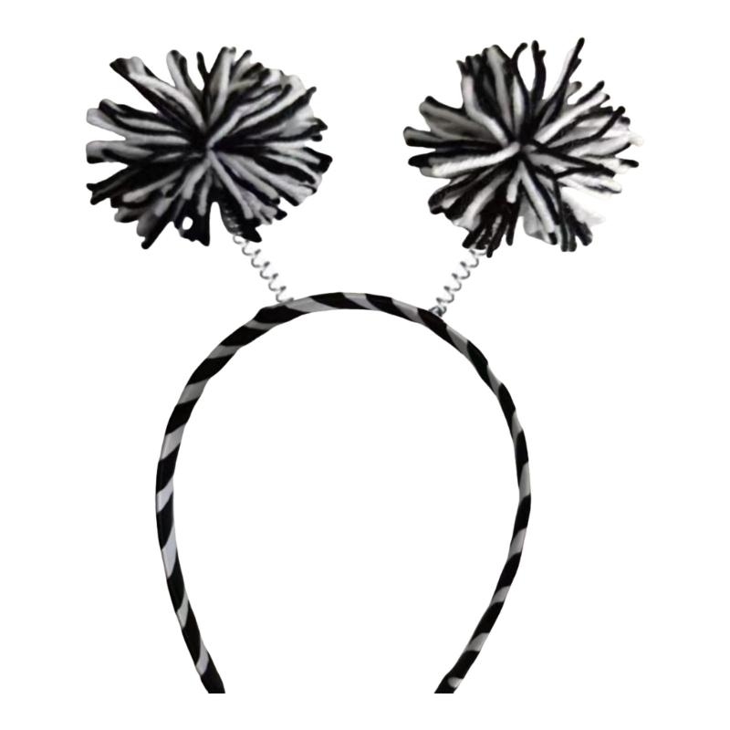 Furry Yarns Hairhoop for Family Gathering 3 Color Pompoms Headpiece Costume Hair Decoration for Casual and Formal Event