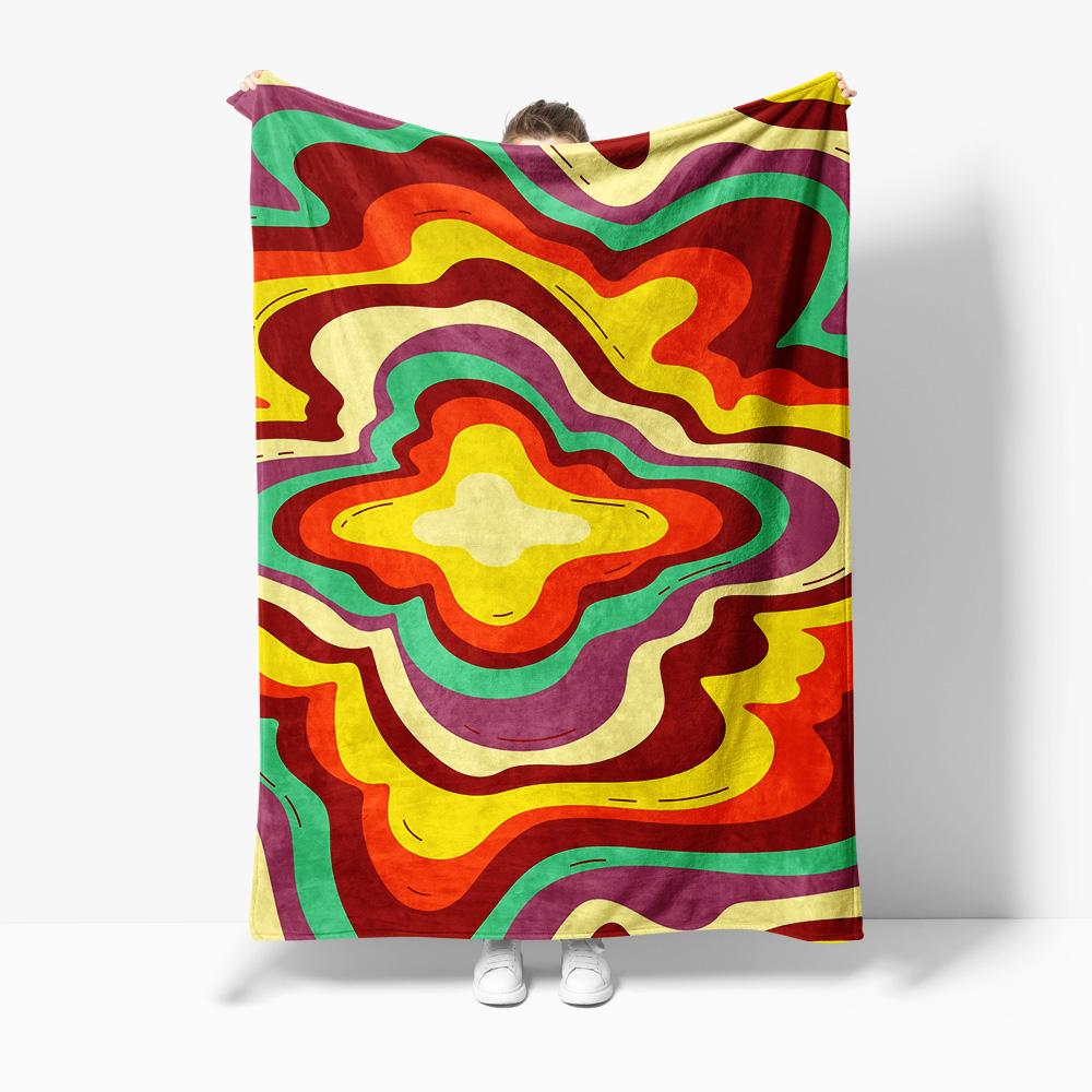 Psychedelic Swirl Abstract Pattern Blanket Colorful Vibe Rug Throw Sofa Bed Decor Gift 75x100cm