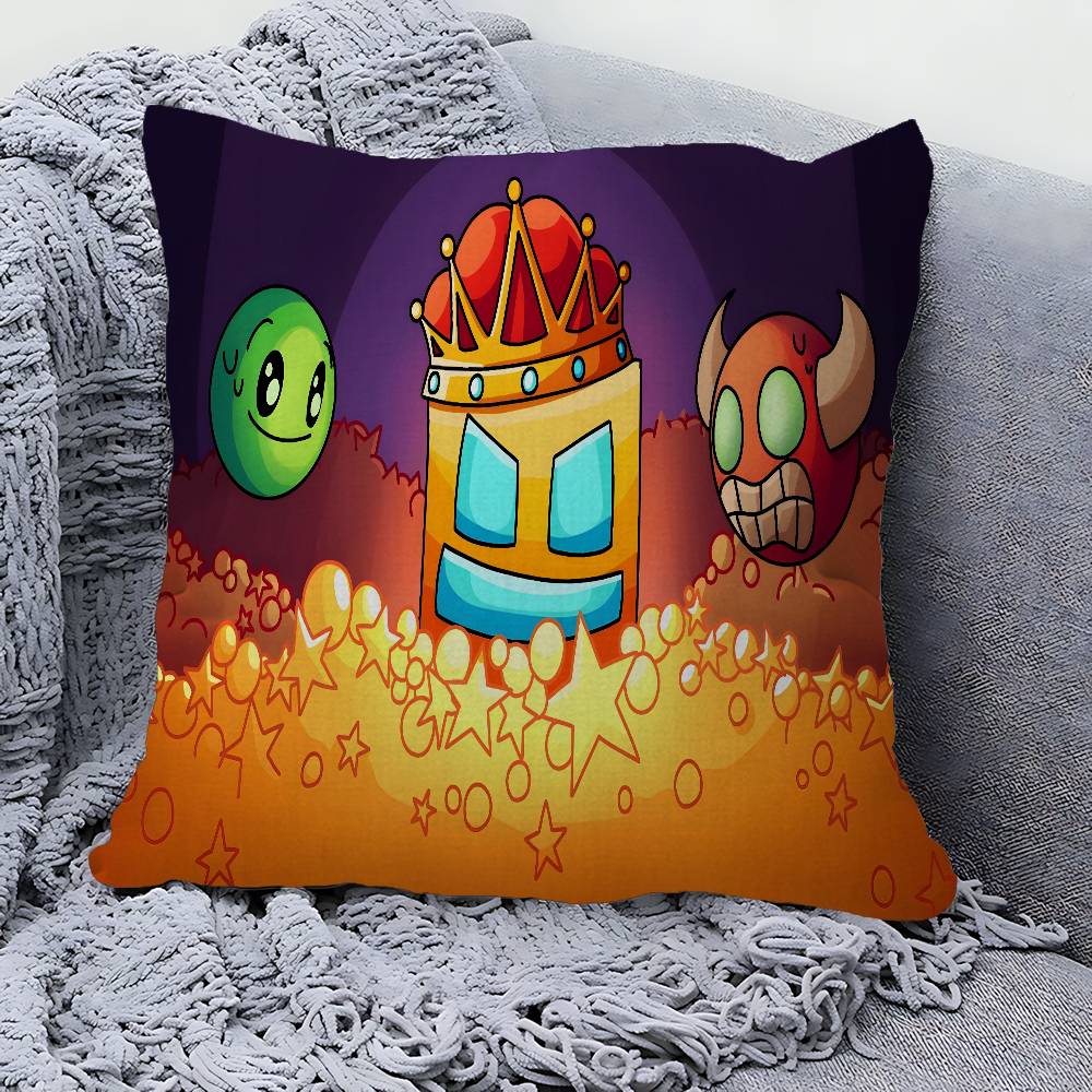 Video Game Geometry Dash Pillow Gifts Home Office Furnishings Bedroom Sofa Car Cushion Cover Case Xcm