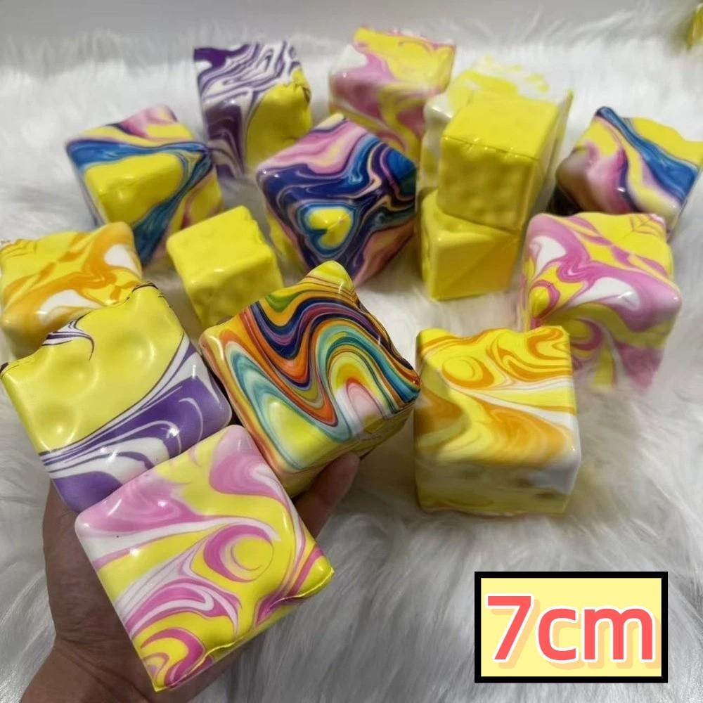 Super Soft Cheese Squeezed Cube 7cm Slow Rebound Fidget Toy Sensory Toy Squishy Toy Office