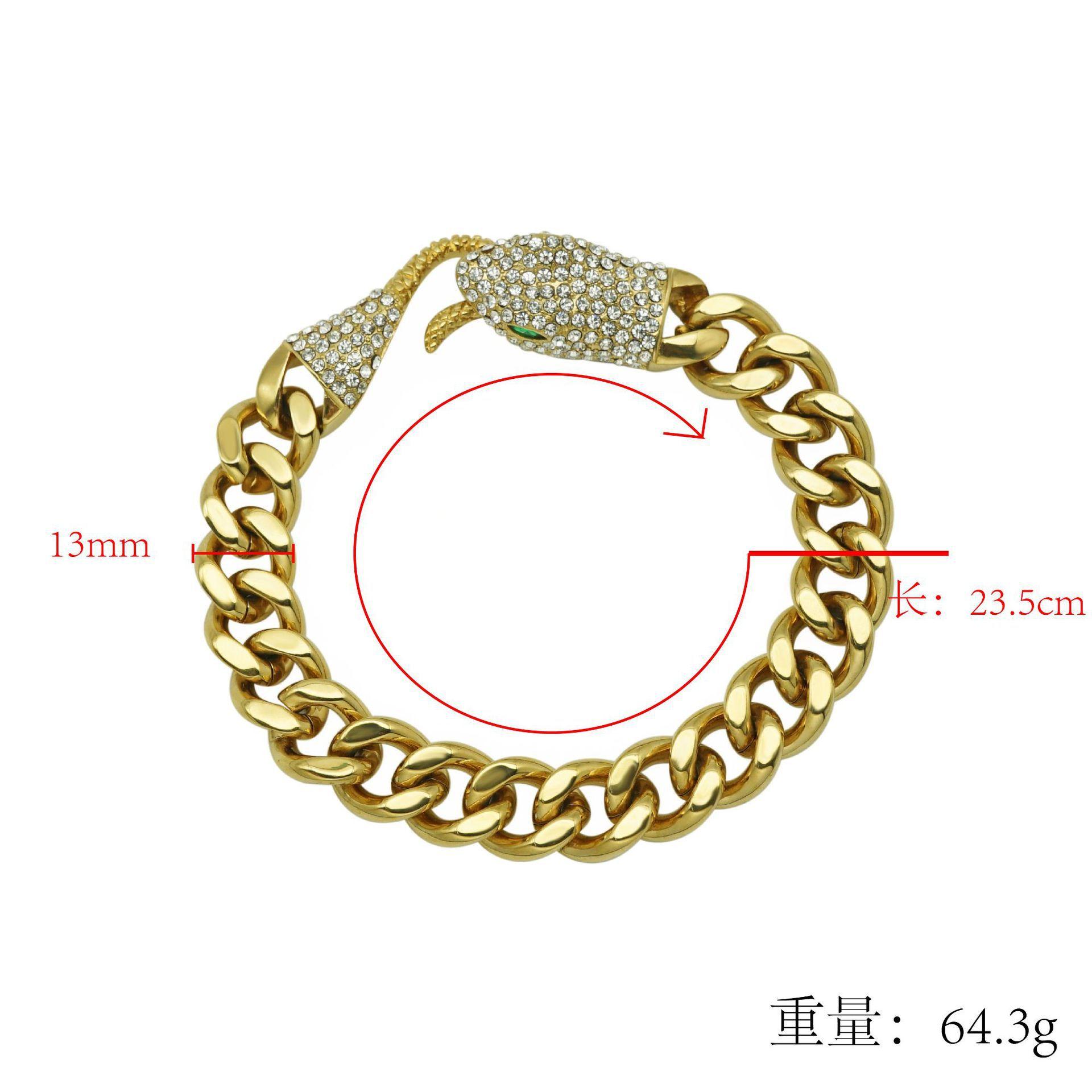 

Новые хип-хоп красные зеленые глаза змеиный хвост полный бриллиант ювелирные изделия расширенный браслет аксессуары 23.5CM