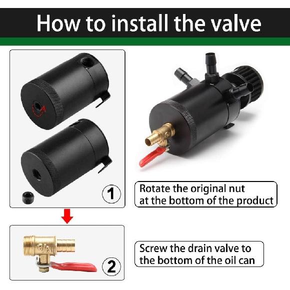 Universal 150Ml Car Oil Catch Can Kit Reservoir Tank, Compact Baffled 3-Port Oil Separator 2 Inlets 1 Outlet Black With Breather Filter + Drain Valve