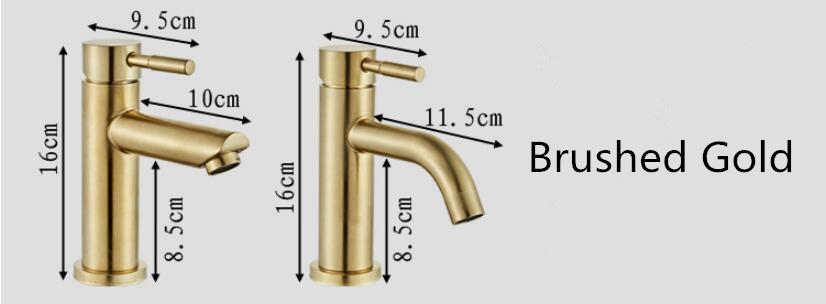 Bathroom Faucet Solid Brass Bathroom Basin Faucet Cold And Hot Water Mixer Sink Tap Single Handle Deck Mounted Brushed Gold Tap