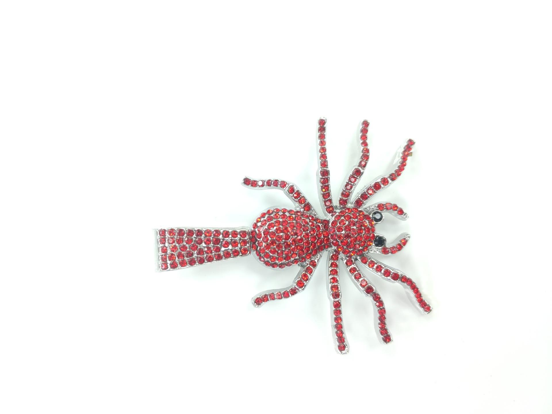 

European and American Creative Fashionable Personalized Ruby Spider Pendant Square Crystal Diamond Cuban Chain Halloween Party Necklace