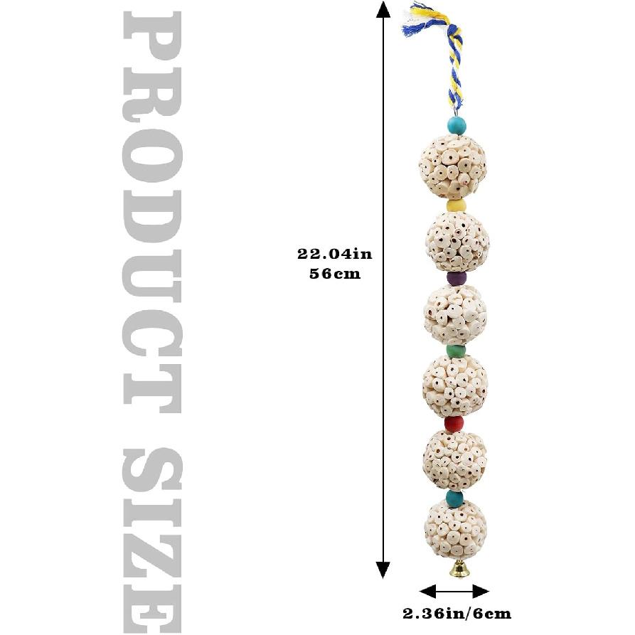 Bird Chewing Toy, Bird Sola Ball Toy with Bell, Bird Cage Accessories, Cage Toys for Cockatiel Parakeet Parrot Budgies Rat Hamster Chinchilla Rabbit