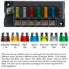 Blocchetto Portafusibili a 4/6 Vie 12V Portafusibili a Lama con Indicatore LED Coperchio Impermeabile Sicuro Compatto Scatola Fusibili per Auto Barca