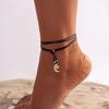 Personalized Pull Rope Wax Thread Multi-Layer Foot Decoration, Creative Niche Star And Moon Peach Heart Pendant Anklet