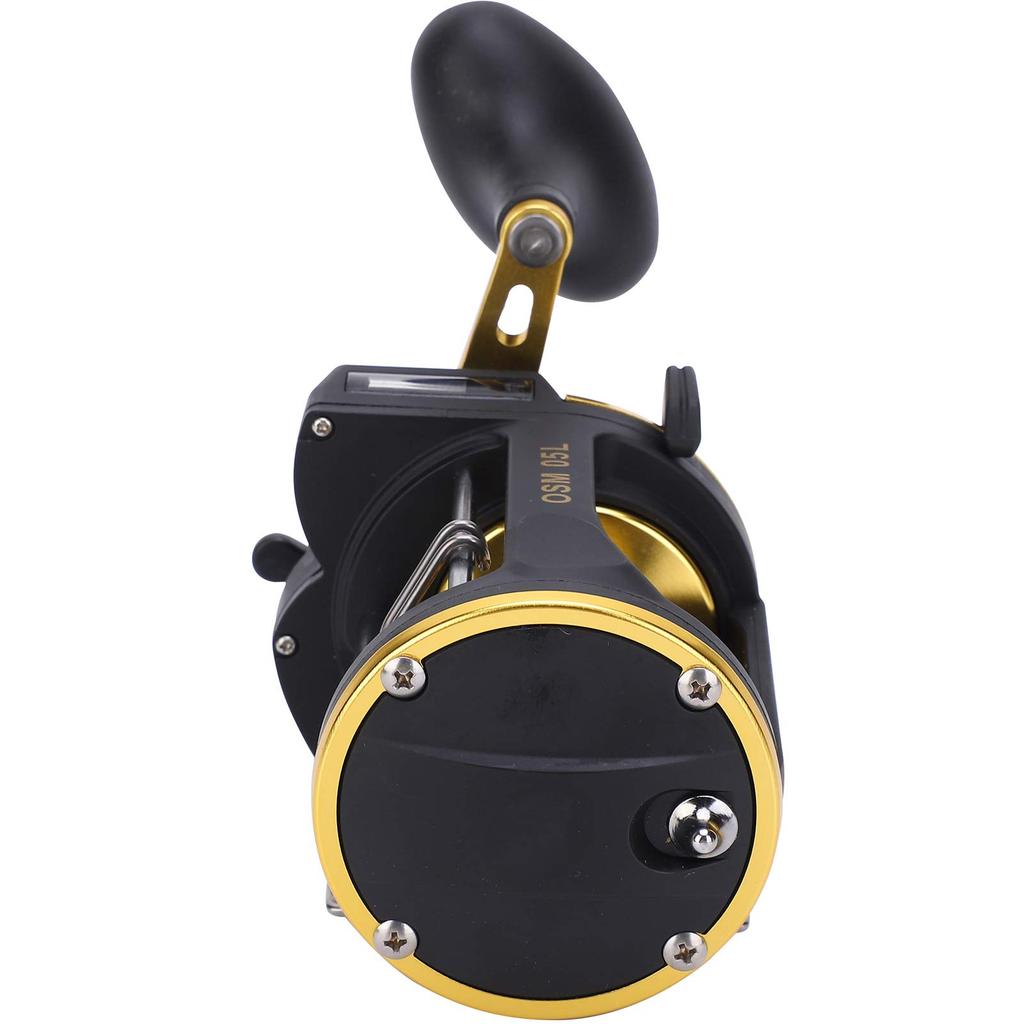 Angelrolle mit Gegengetriebe, automatischer Schnurführung und Bremstrommel für Bootsbetrieb, 2+1 Lager, Übersetzung 6,01, Konstruktion, Wicklung, Angeln.
