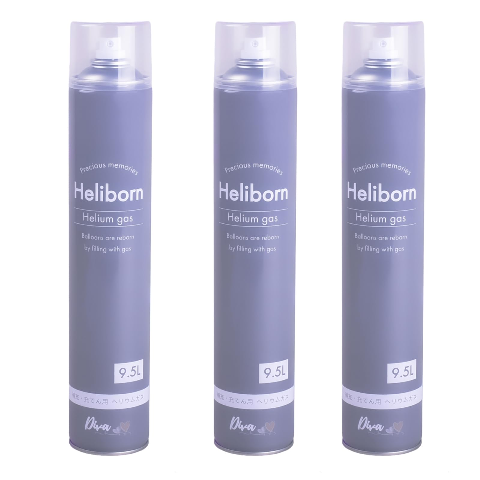 

Набір гелію Diva з 3 штук для заправки алюмінієвих кульок Heliborn, не 9,5 л кульки, тільки, (Сумісний з гумою)