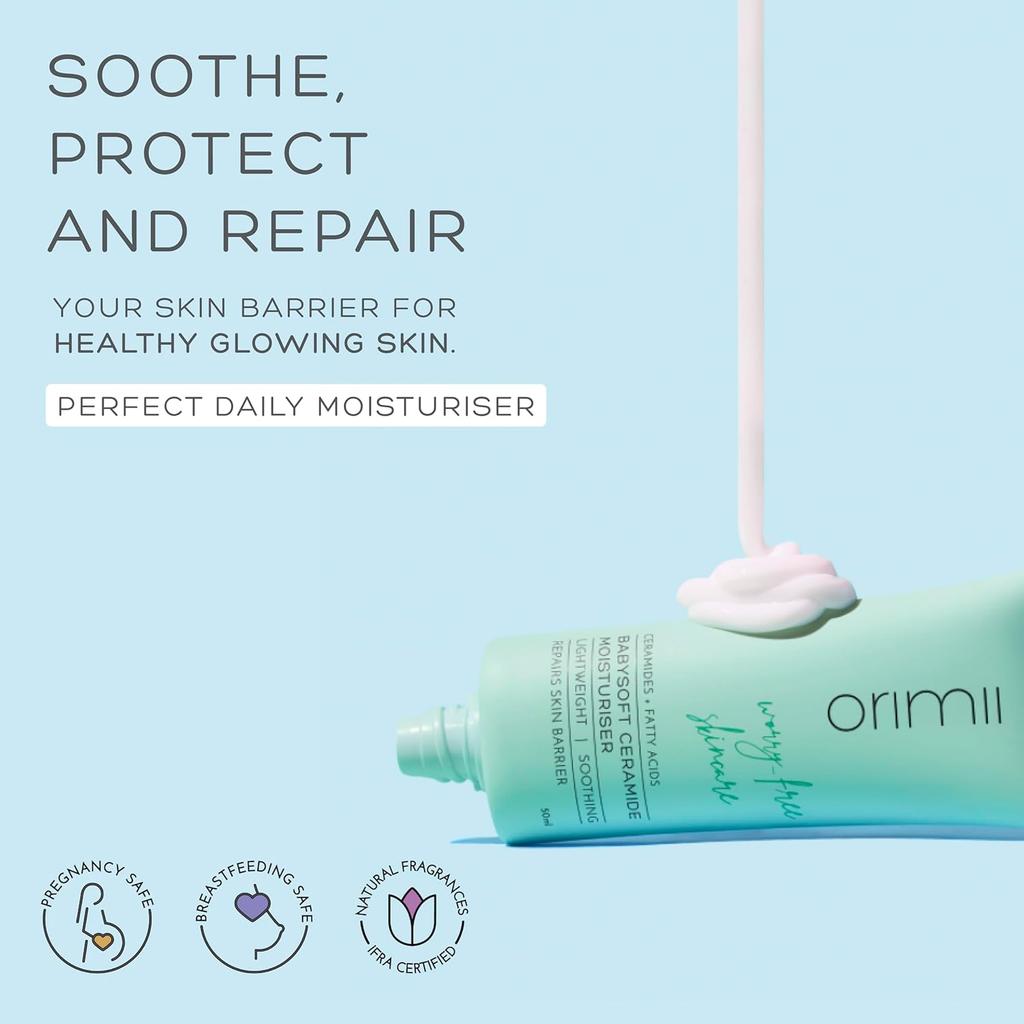 Orimii Ceramide Face Moisturizer 50ml Pack of 1 | Lightweight, Non Sticky Hydrating Cream for Babysoft Skin