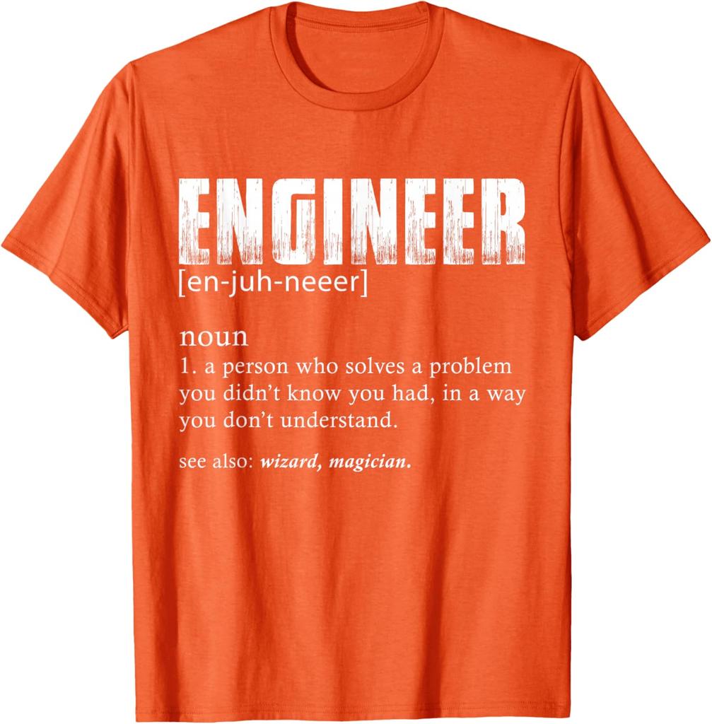 Engineer Definition Funny Noun T Shirt Soft Cotton Graphic Tee for Men Casual Sports