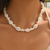 Bohemian Shells Turquoise Collares Necklace Summer Natural Starfish Hand-woven Beach Vacation Adjustable Necklaces Choker
