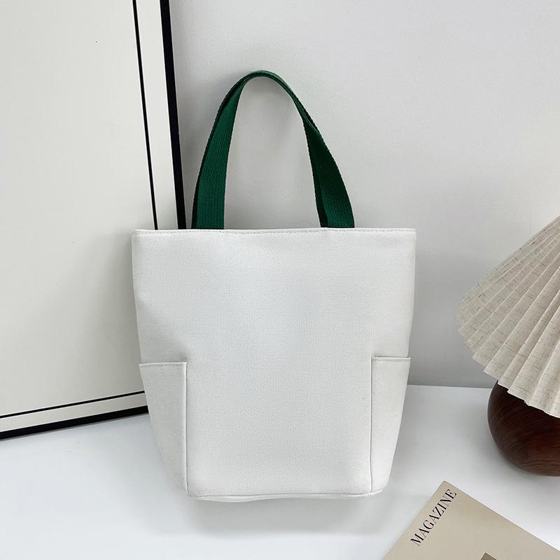 Handbag Bucket Canvas Bag New Fashion Bento Small Square Bag Blank Solid Color Cloth Bag