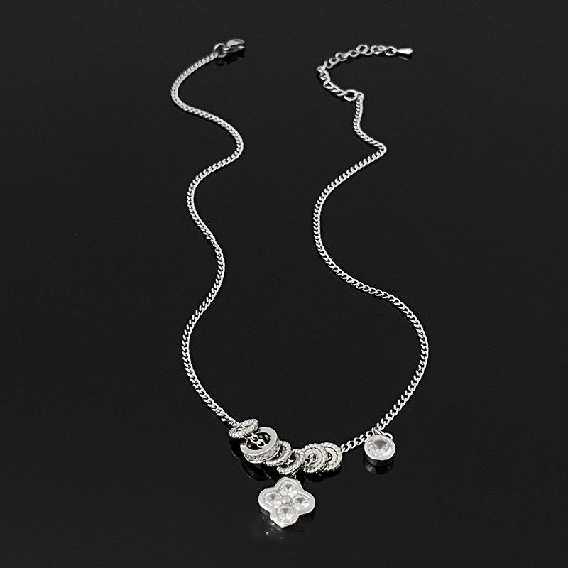 

Циркон Клевер Удачи Ожерелье Женское Нишевый Дизайн Холодный Ветер Цепочка на Ключицу Модное Простое Ожерелье