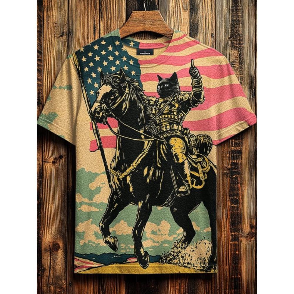 2026 Men's T-Shirt Funny Cartoon Black Cat Unicorn UFO Art 3D Print T Shirt Summer Men Women Short Sleeve Tee Casual Kid Y2k Top