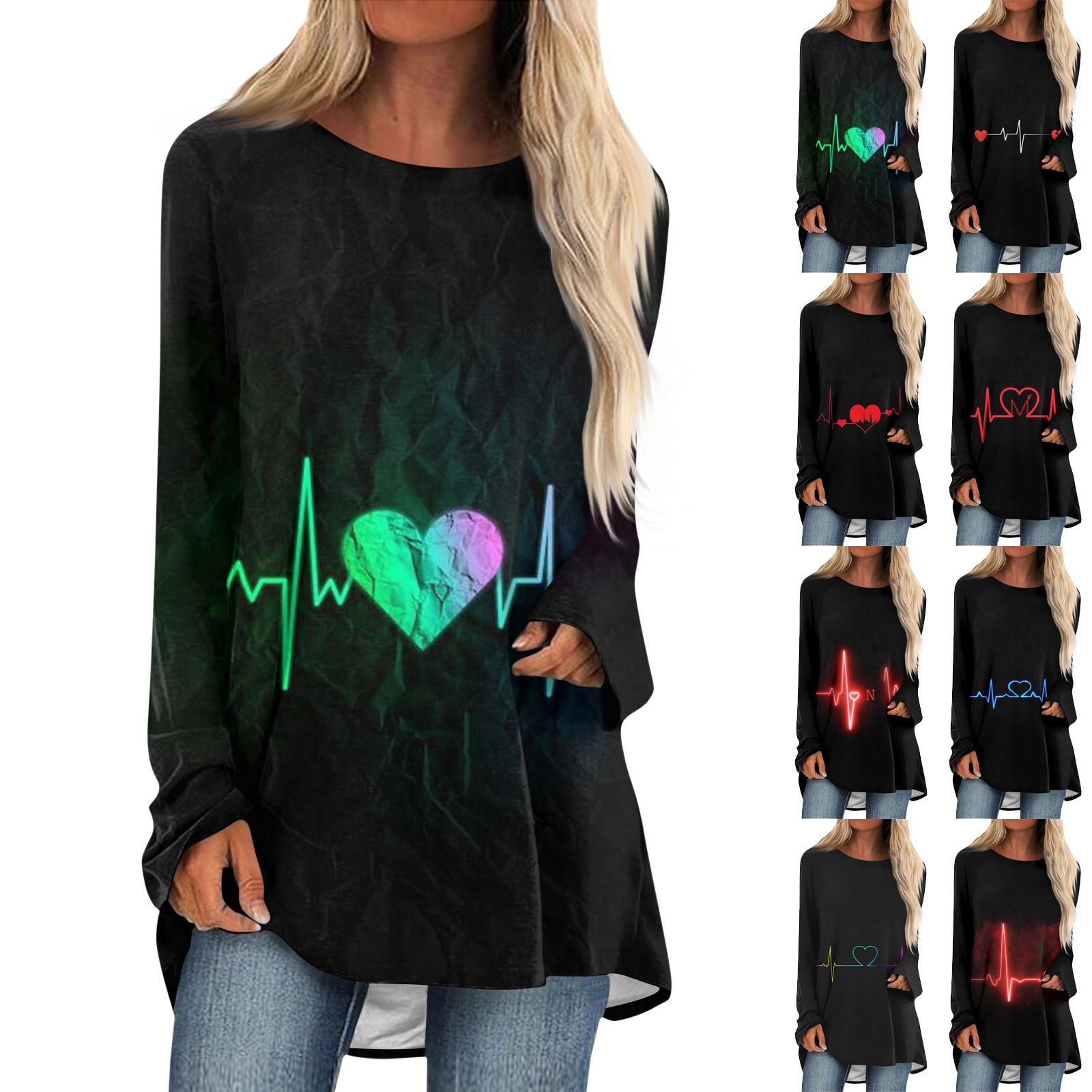 

Женская мода повседневная блузка с длинным рукавом и круглым вырезом с принтом