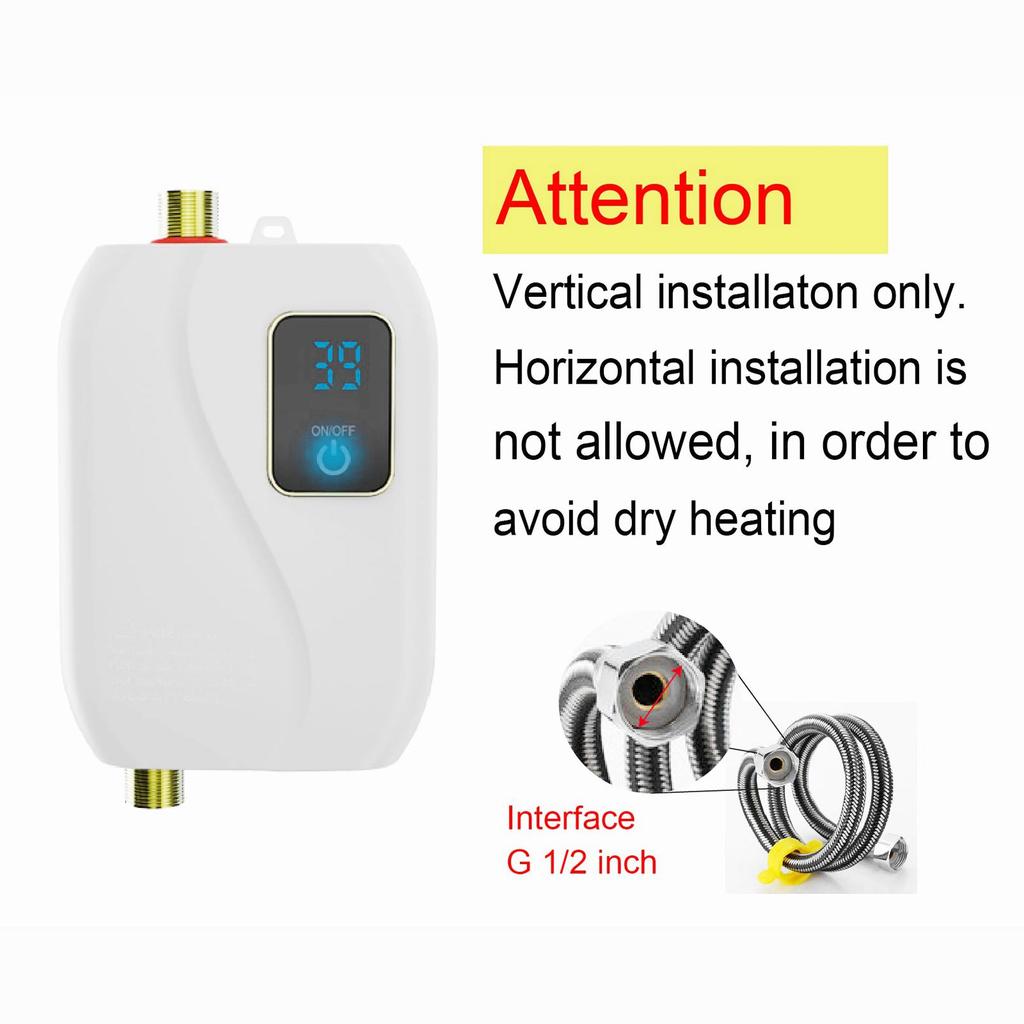   Water Heater 220V 3500W   Electric Tankless Hot Water Heater Bathroom Kitchen Washing with LCD Display for Shower Bathroom Kitchen Washing 