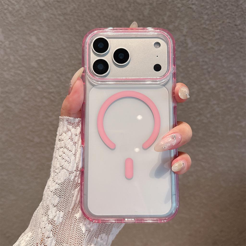 Applicable to iPhone17Pro mobile phone case acrylic transparent crystal magnetic suction Apple 16 anti-drop semi-transparent anti-drop protective case