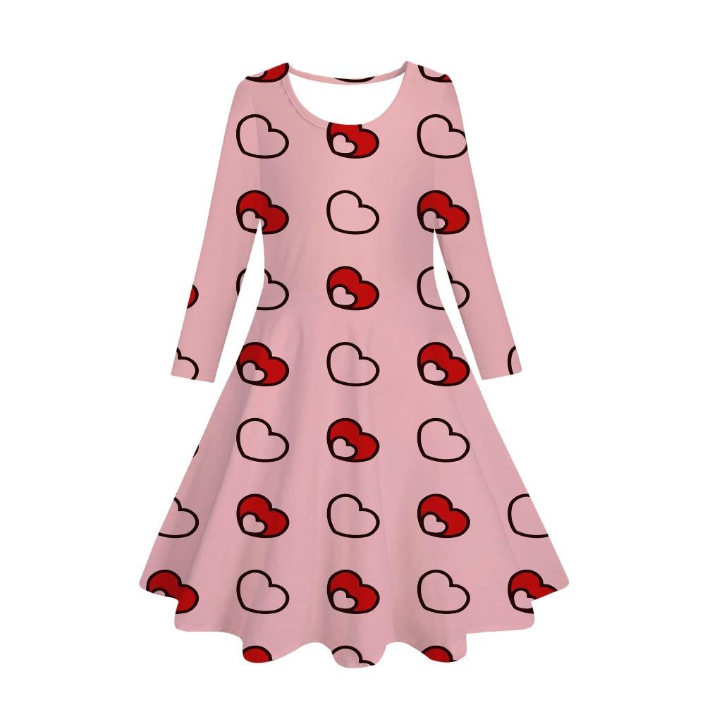 Girls' 3D Love Heart Dress Long Sleeve Summer Spring Vacation Daily Holiday Princess Beautiful Sweet Kids 4-12 Years Casual Dress A Line Dress