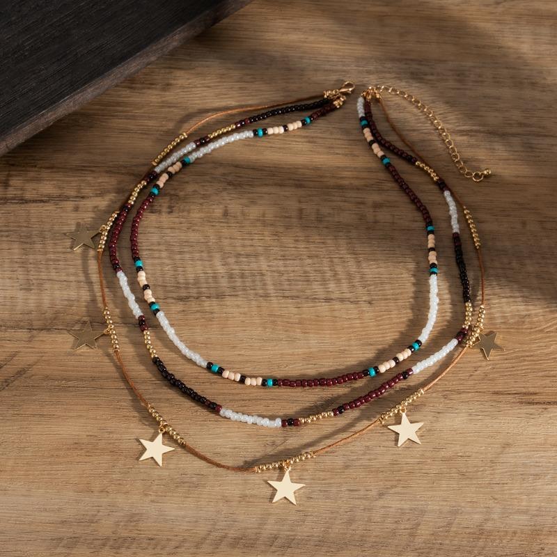 GemChic Donna Nuovo Vintage Lega Perline Collana Set Catena Etnica Cool Hip Hop Moda Compleanno Natale Gioielli Regalo