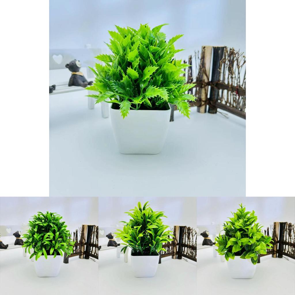 Modern Artificial Green Plant Potted Decor For Home Office And Tabletop Display