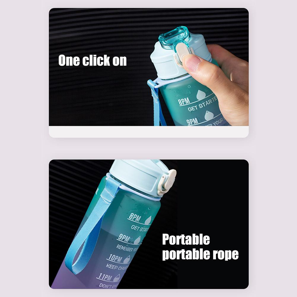 900ml Portable Sports Travel Gym Drinking Bottles Kettle with Handle One-button Unlocking Design Leak-Proof Frosted Water Bottle