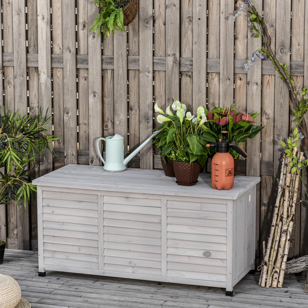 Gartenbox Weather Resistant Breathable Cushion Box Storage Box Spruce Wood Gray 127 X 56 X 60 Cm