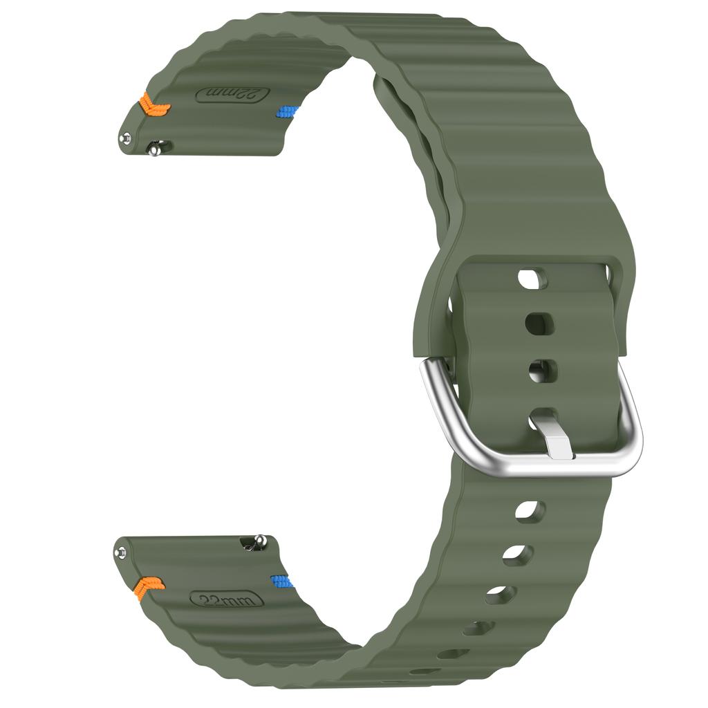 22mm Watch Strap for Samsung Galaxy Watch3 45mm/Watch 46mm/Huawei Watch 4 Pro Flat Wavy Silicone Band