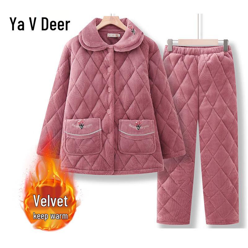 

Yalu Middle-Aged & Elderly Women s Winter Velvet Home Wear Set 2XL (110-125 lbs)