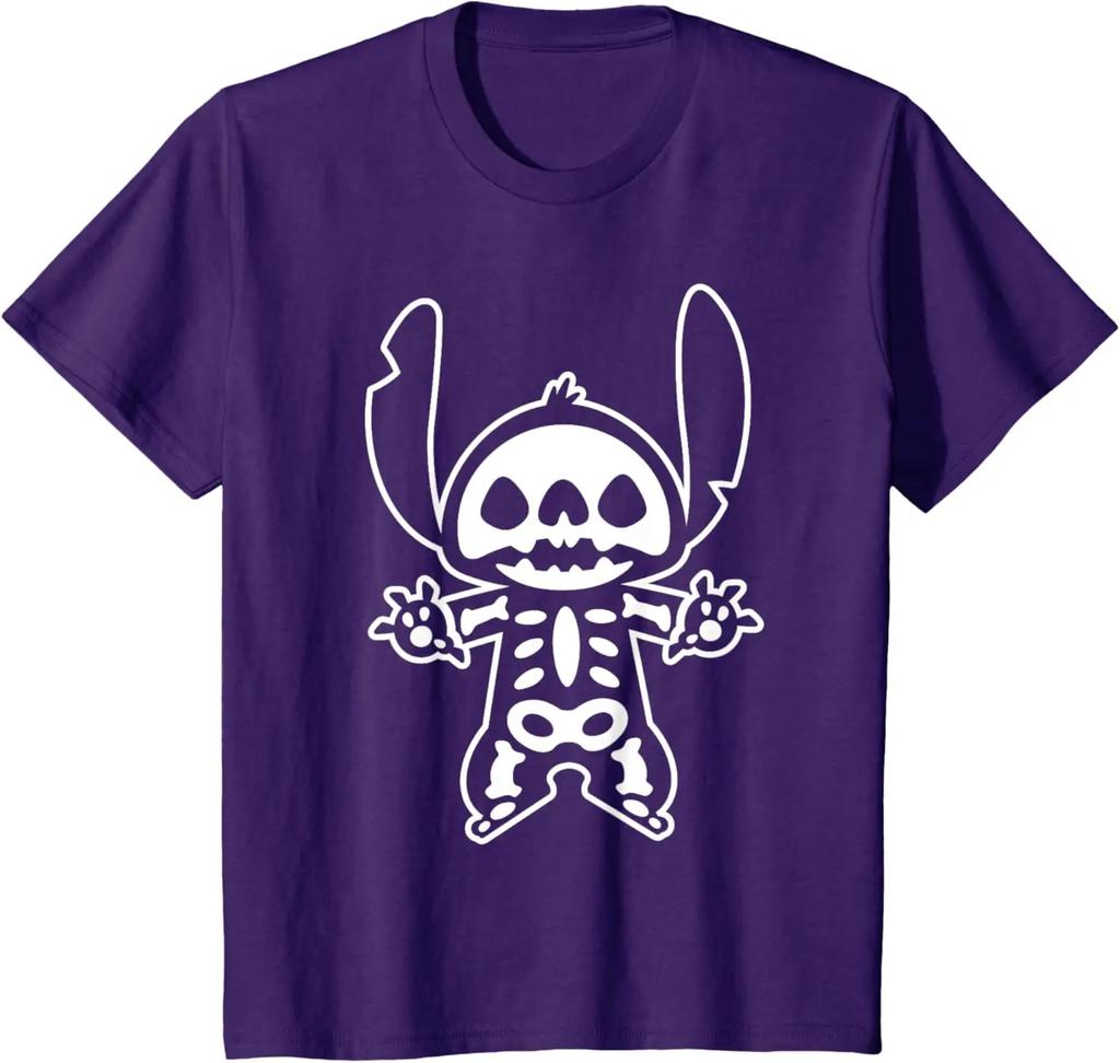 New Stitch Halloween Skeleton Fashion Casual T-Shirt S-4XL Four Seasons Unisex