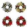 Red Flower Christmas Wreath Realistic Design Faux Greenery Wreath Xmas Artificial Garland  Holiday