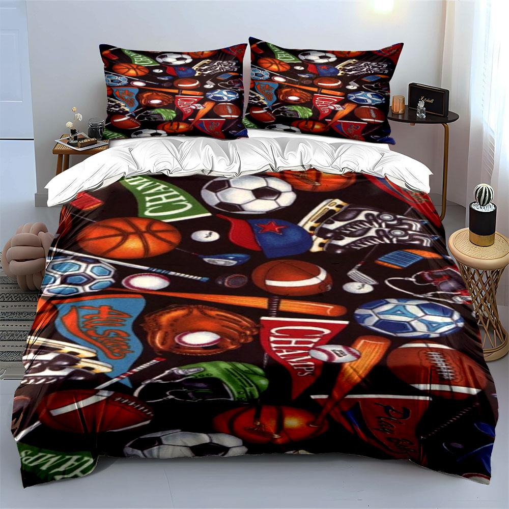 Various sports equipment motifs. Bedding sets Duvet cover sets Duvet covers Pillowcases(1*Duvet Cover 2*Pillowcases without duvet insert)