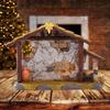 Resin  Scene Stable Creche Christmas Manger Shed Statue Decoration Ornament For Home Church Desktop Display