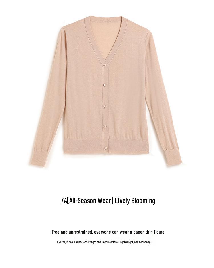 Women's Fine-Spun V-Neck Cashmere Cardigan - Lightweight, Versatile, and Perfect for Early Spring and Summer