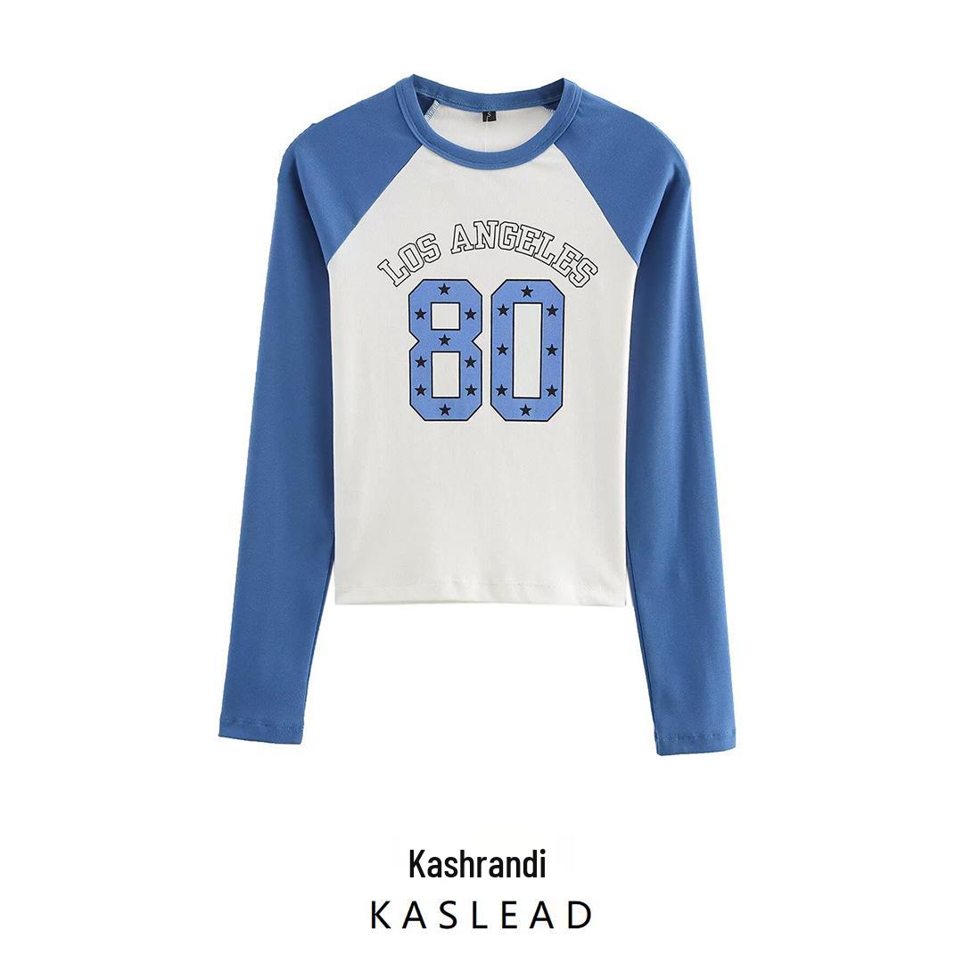 

2025 Spring Women s Fashion European & American Preppy Long Sleeve T-shirt Large
