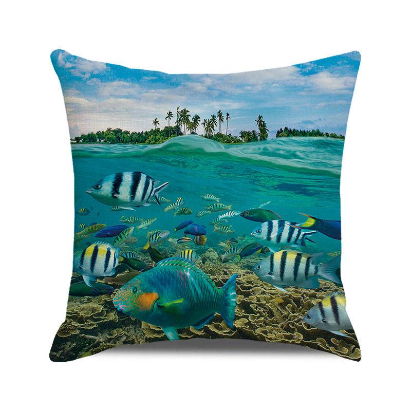 Home Decor Underwater World: Sea Creatures & Mysteries Pattern Cushion Cover Suitable for Sofa Bedroom Car Pillow Cover