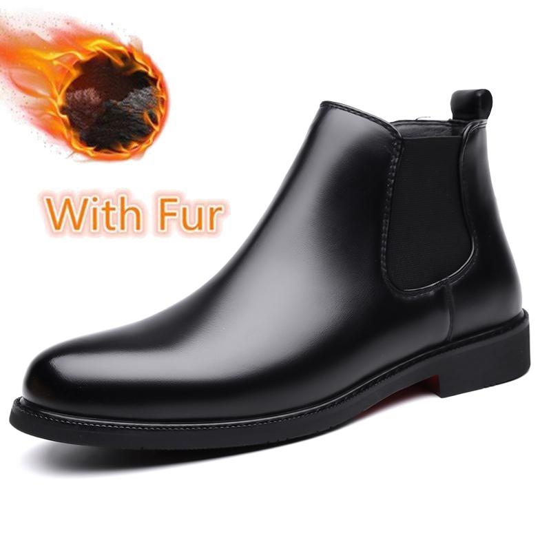 Fashion Casual Leather Mens Chelsea Boots Comfortable Male Business Shoes Fashion Men Ankle Boots Classic Outdoor Botas High Top Shoes