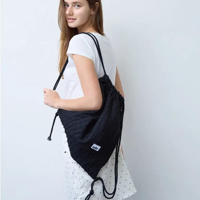 Wrinkle String Bag (Black)