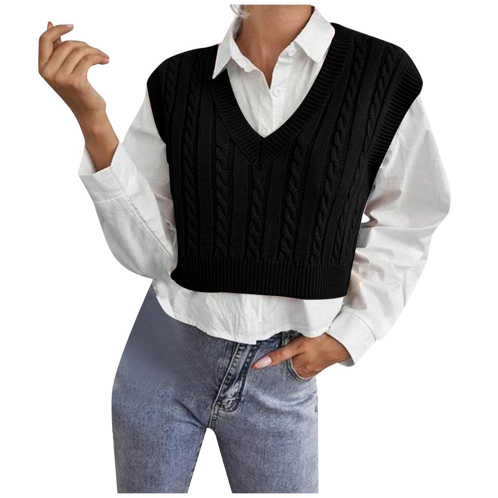 

Женский повседневный вязаный топ без рукавов XXL чёрный