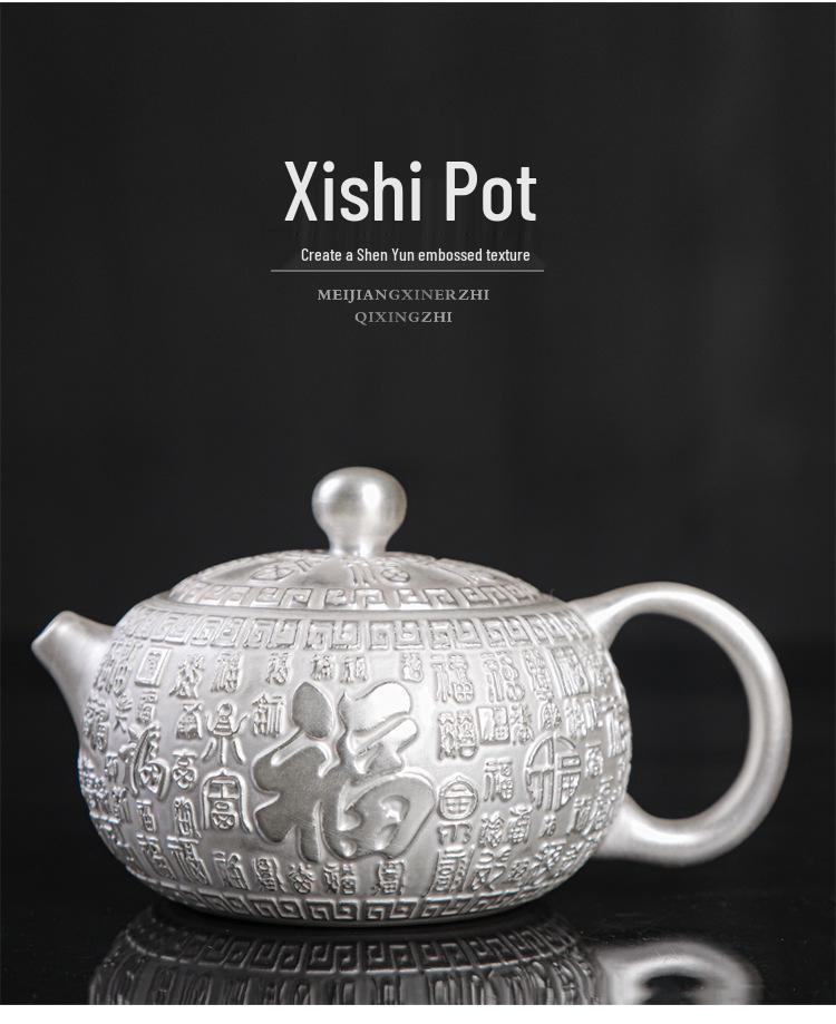 Year of the Dragon Sterling Silver 999 Teapot: Pure Handmade High-End Gongfu Tea Set Souvenir