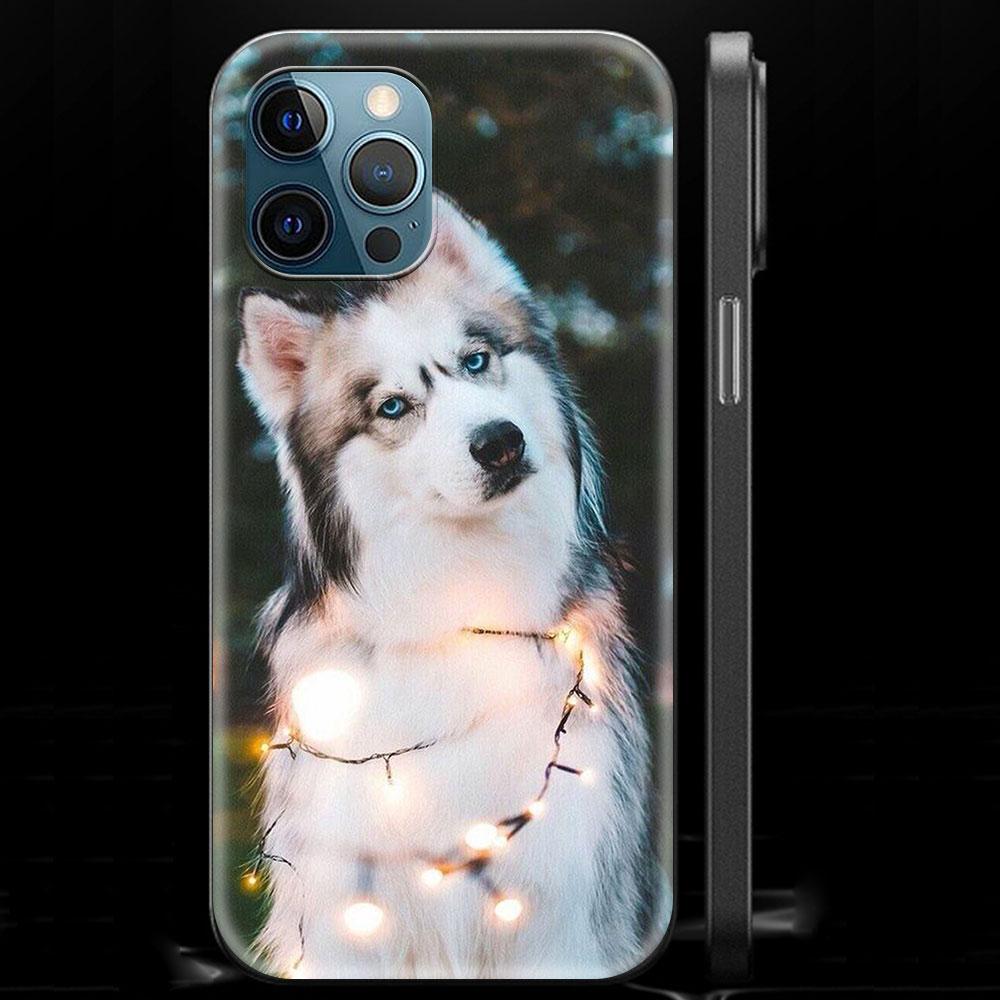 Alaskan Husky Dog Cute Puppy Luxury Phone Case For iPhone 13 15 14 12 11 Pro MAX XR X SE XS 7 8 Plus Silicone Black Matte Cover