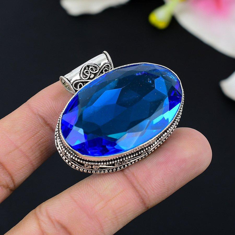 

Tanzanite Quartz Gemstone 925 Sterling Silver Jewelry Pendant 2.56 KG-122
