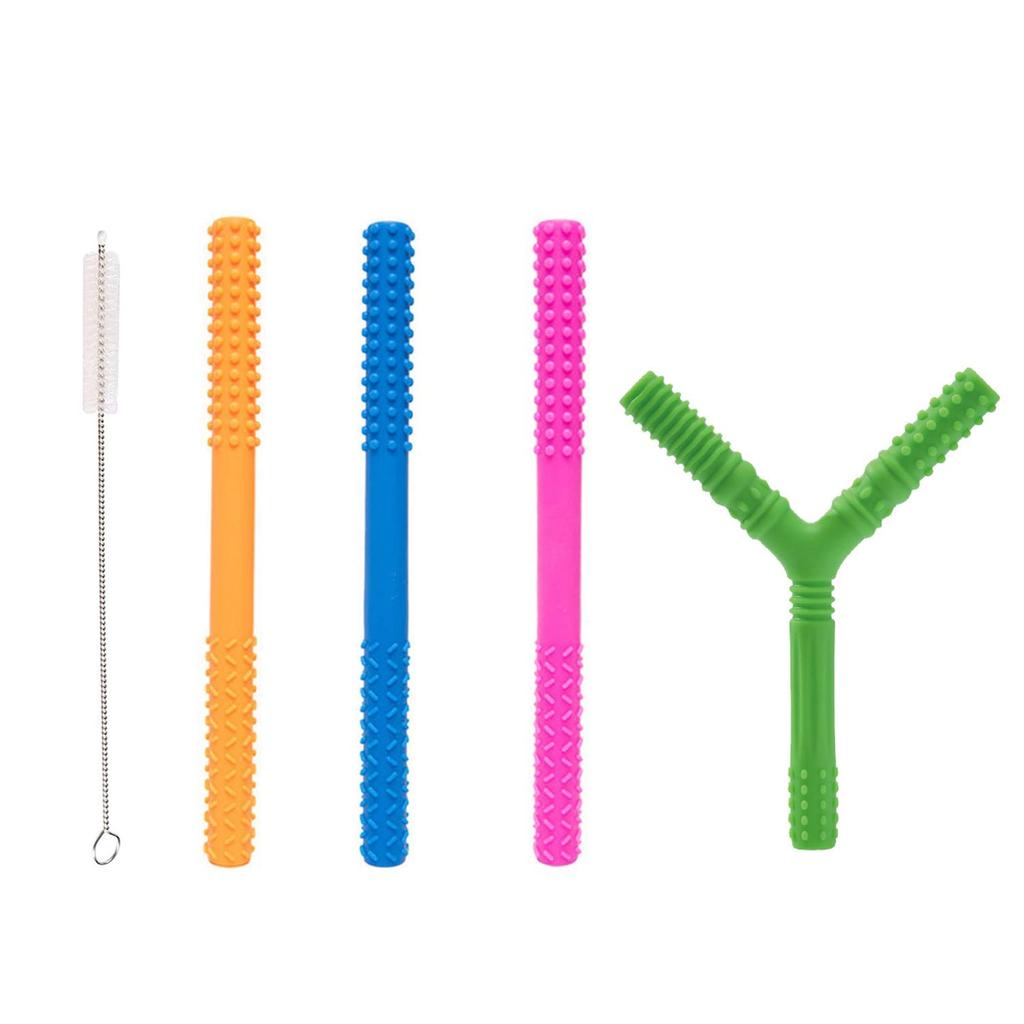 Baby Teething for Ages Silicone Helps Relieve Teething Protects Hands from Perfect for Newborns Combination Straw, Silicone, Y-Shaped, 0+,