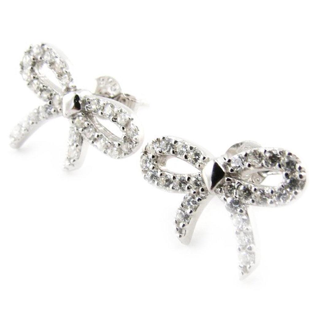 Les Trésors De Lily [J2089] - Boucles Argent 'Noeud Romantique' blanc